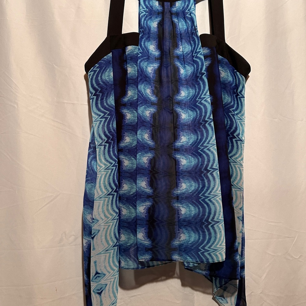 Bisou Bisou Blue and Black Halter Top